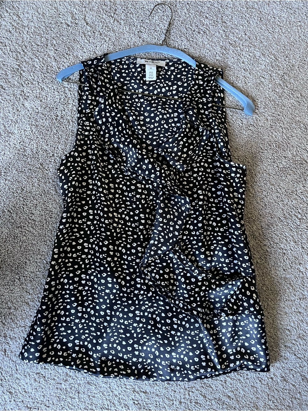 White House Black Market Black & Cream Ruffle Sleeveless Camisole